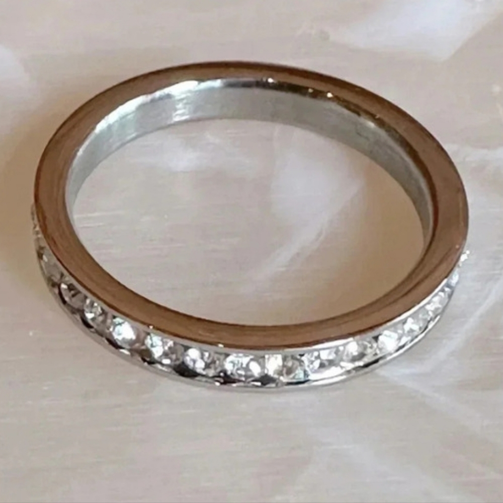 Waterproof CZ Stainless Steel Eternity Band